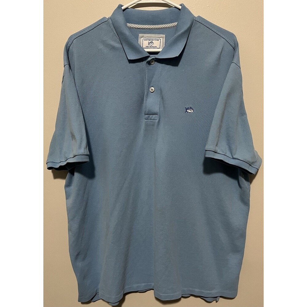 Southern Tide Men's Extra Large XL Polo Shirt Short Sleeve Skipjack Blue Cotton